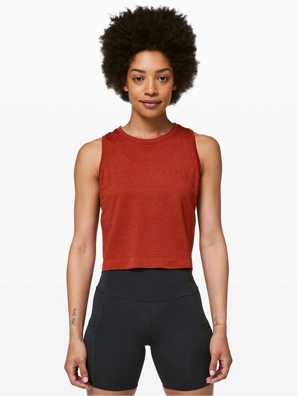 Lululemon Breeze By Muscle Crop Tank *lululemon in Cayenne / Cayenne.